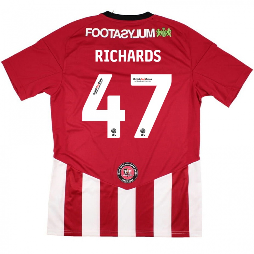 Niño Camiseta Jake Richards #47 Rojo Blanco 1ª Equipación 2024/25 La Camisa Perú