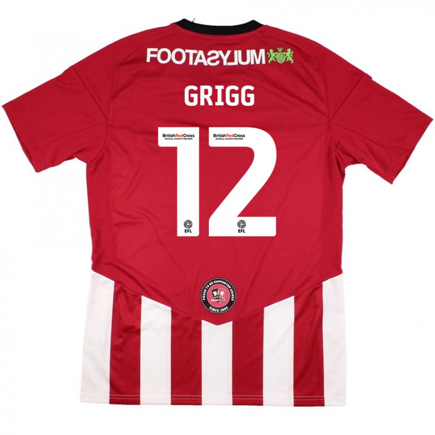 Niño Camiseta Katie Grigg #12 Rojo Blanco 1ª Equipación 2024/25 La Camisa Perú