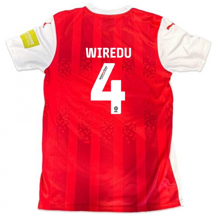 Niño Camiseta Brendan Wiredu #4 Rojo Blanco 1ª Equipación 2024/25 La Camisa Perú