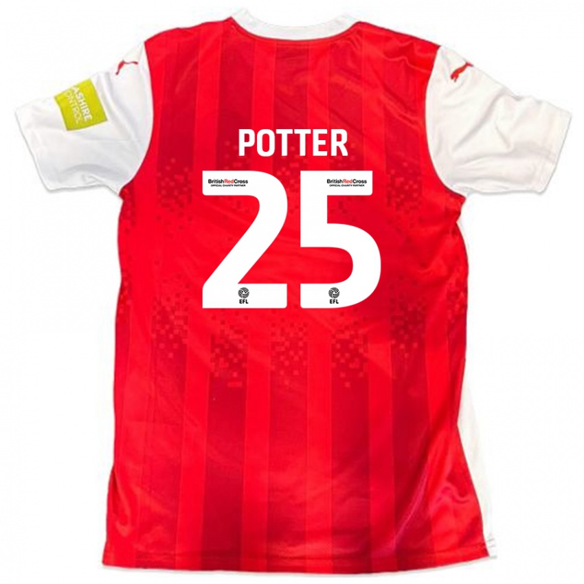 Niño Camiseta Finley Potter #25 Rojo Blanco 1ª Equipación 2024/25 La Camisa Perú