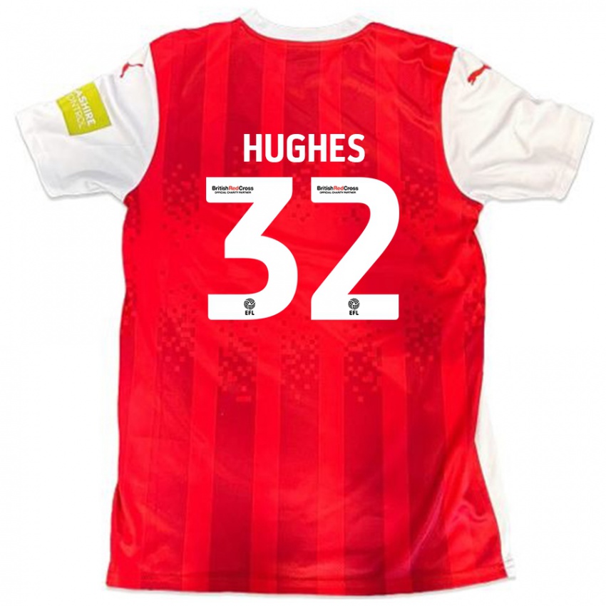 Niño Camiseta Kayden Hughes #32 Rojo Blanco 1ª Equipación 2024/25 La Camisa Perú