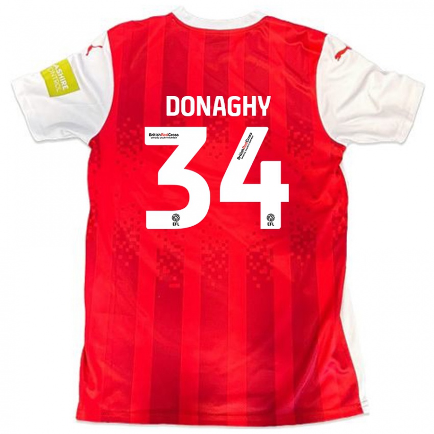 Niño Camiseta Tom Donaghy #34 Rojo Blanco 1ª Equipación 2024/25 La Camisa Perú