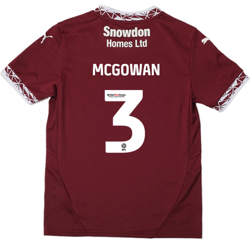 Niño Camiseta Aaron Mcgowan #3 Borgoña 1ª Equipación 2024/25 La Camisa Perú