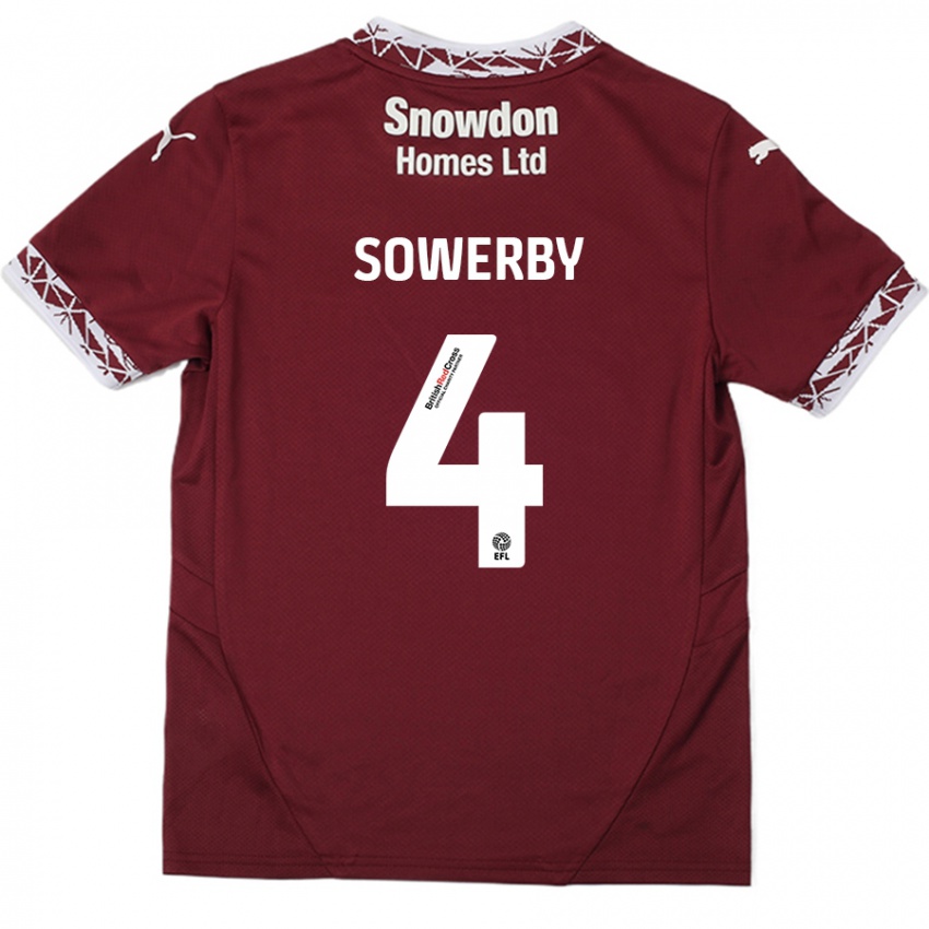 Niño Camiseta Jack Sowerby #4 Borgoña 1ª Equipación 2024/25 La Camisa Perú