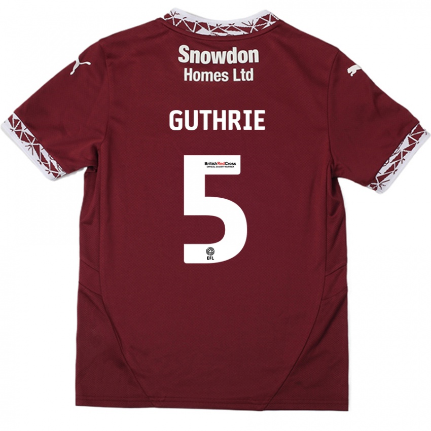 Niño Camiseta Jon Guthrie #5 Borgoña 1ª Equipación 2024/25 La Camisa Perú