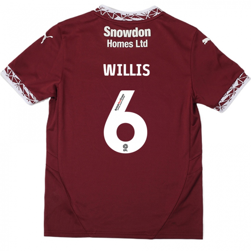 Niño Camiseta Jordan Willis #6 Borgoña 1ª Equipación 2024/25 La Camisa Perú