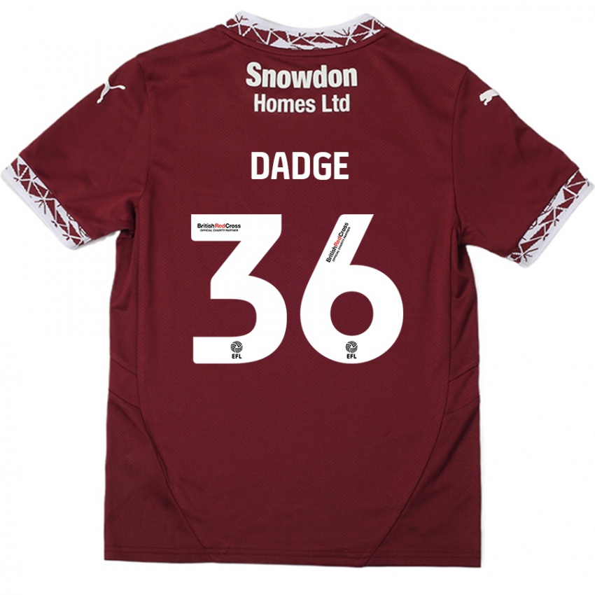 Niño Camiseta James Dadge #36 Borgoña 1ª Equipación 2024/25 La Camisa Perú