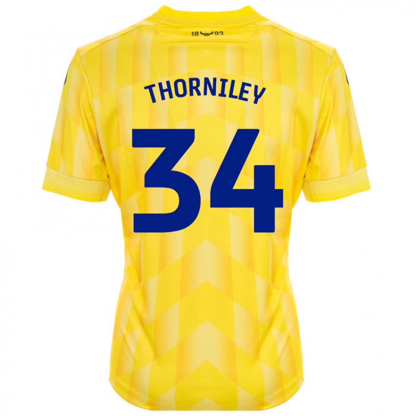 Niño Camiseta Jordan Thorniley #34 Amarillo 1ª Equipación 2024/25 La Camisa Perú