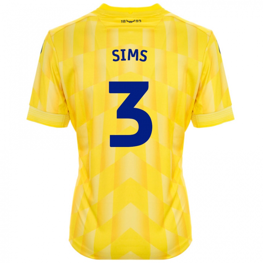 Niño Camiseta Gemma Sims #3 Amarillo 1ª Equipación 2024/25 La Camisa Perú