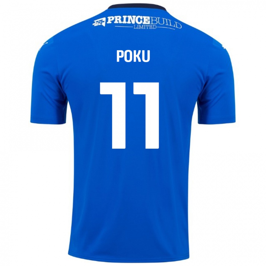 Niño Camiseta Kwame Poku #11 Azul Blanco 1ª Equipación 2024/25 La Camisa Perú