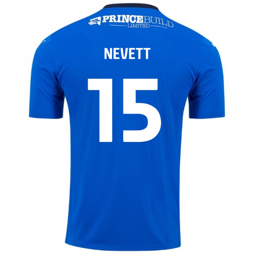 Niño Camiseta George Nevett #15 Azul Blanco 1ª Equipación 2024/25 La Camisa Perú