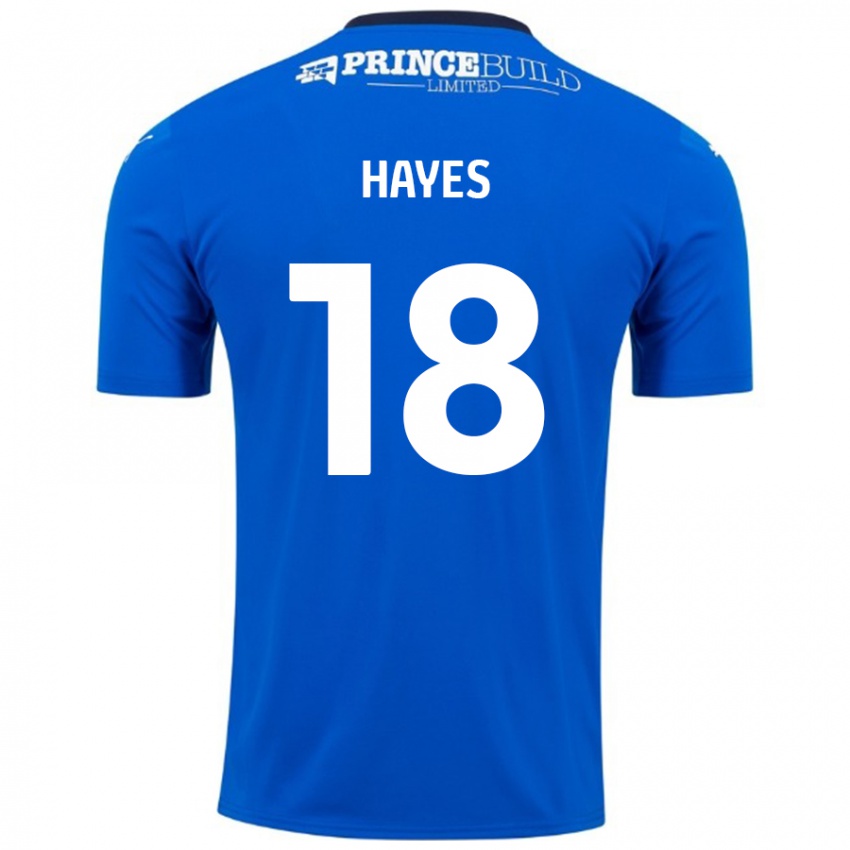 Niño Camiseta Cian Hayes #18 Azul Blanco 1ª Equipación 2024/25 La Camisa Perú