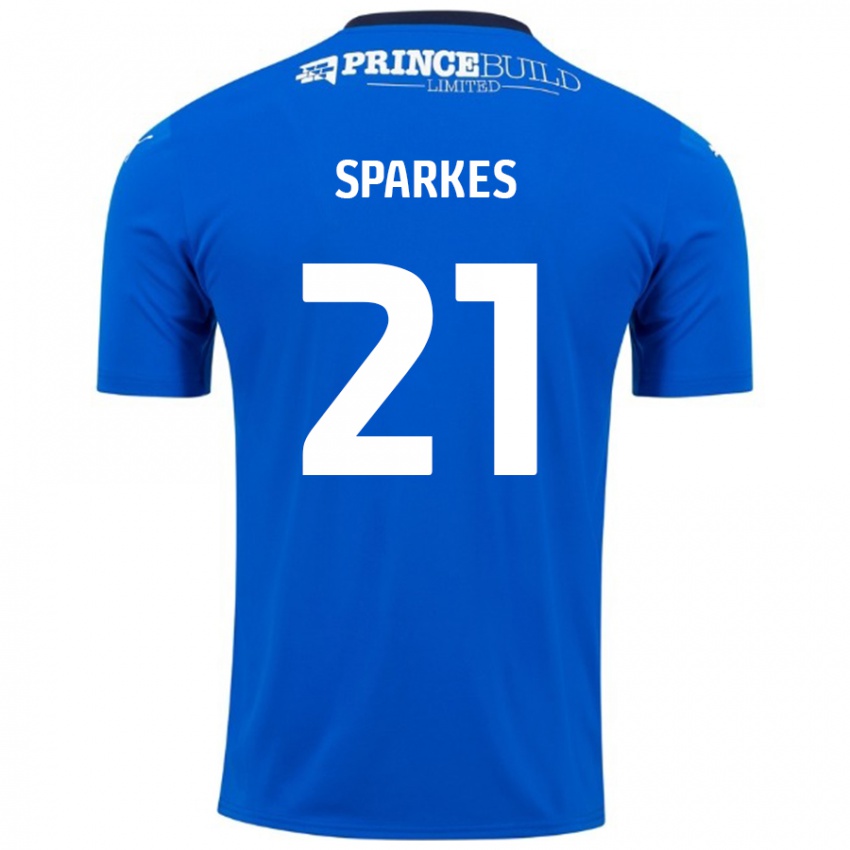 Niño Camiseta Jack Sparkes #21 Azul Blanco 1ª Equipación 2024/25 La Camisa Perú