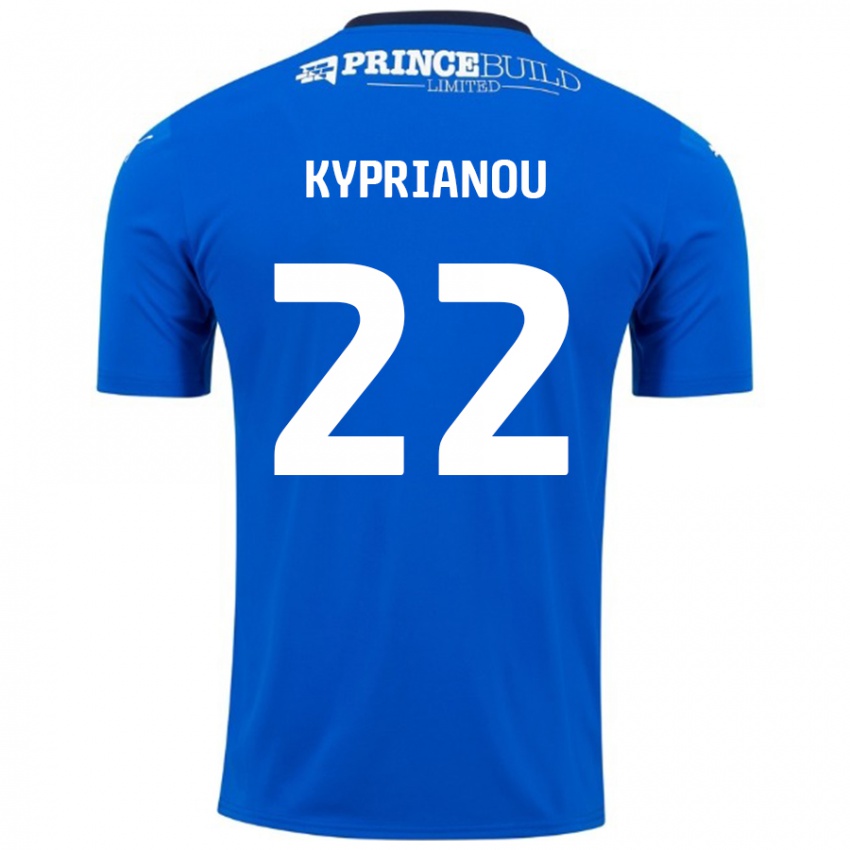 Niño Camiseta Hector Kyprianou #22 Azul Blanco 1ª Equipación 2024/25 La Camisa Perú