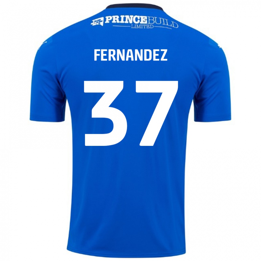 Niño Camiseta Emmanuel Fernandez #37 Azul Blanco 1ª Equipación 2024/25 La Camisa Perú