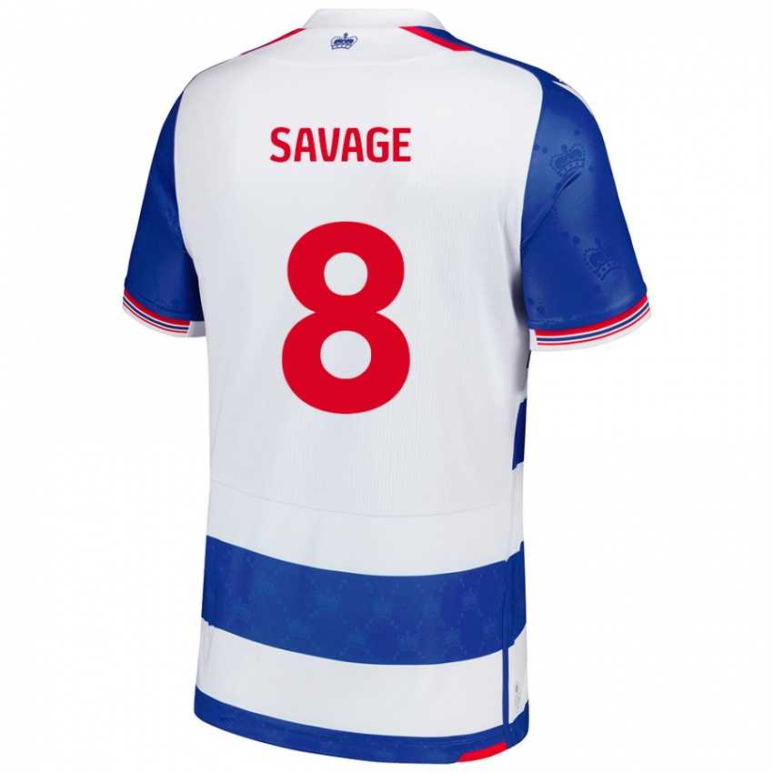 Niño Camiseta Charlie Savage #8 Azul Blanco 1ª Equipación 2024/25 La Camisa Perú