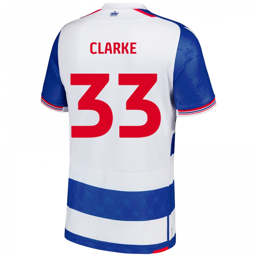 Niño Camiseta John Clarke #33 Azul Blanco 1ª Equipación 2024/25 La Camisa Perú