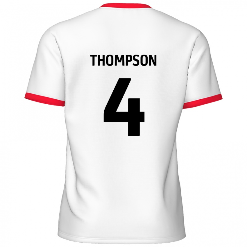 Niño Camiseta Nathan Thompson #4 Blanco Rojo 1ª Equipación 2024/25 La Camisa Perú