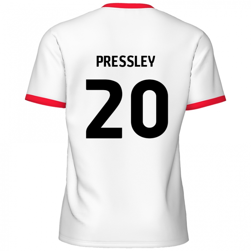 Niño Camiseta Aaron Pressley #20 Blanco Rojo 1ª Equipación 2024/25 La Camisa Perú