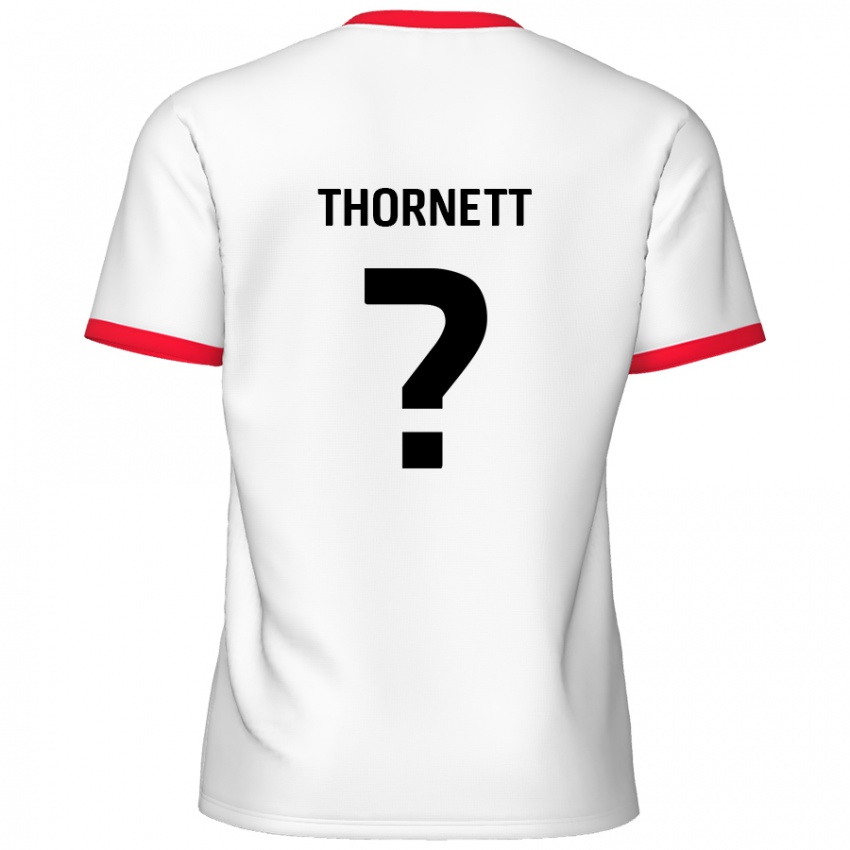 Niño Camiseta Alfie Thornett #0 Blanco Rojo 1ª Equipación 2024/25 La Camisa Perú