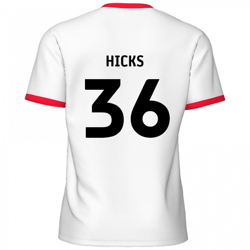 Niño Camiseta David Hicks #36 Blanco Rojo 1ª Equipación 2024/25 La Camisa Perú