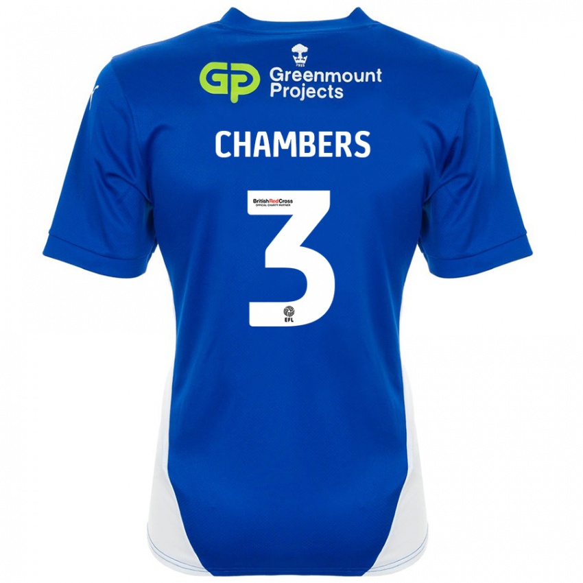 Niño Camiseta Luke Chambers #3 Azul Blanco 1ª Equipación 2024/25 La Camisa Perú