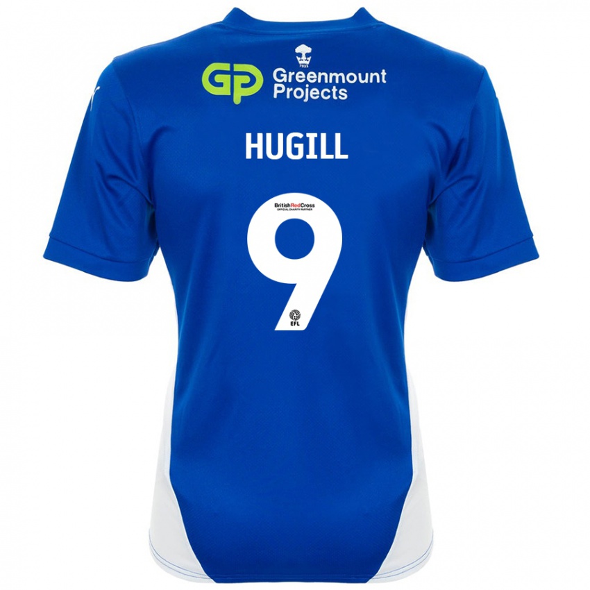 Niño Camiseta Joe Hugill #9 Azul Blanco 1ª Equipación 2024/25 La Camisa Perú