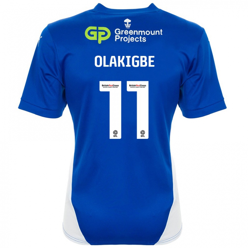 Niño Camiseta Michael Olakigbe #11 Azul Blanco 1ª Equipación 2024/25 La Camisa Perú