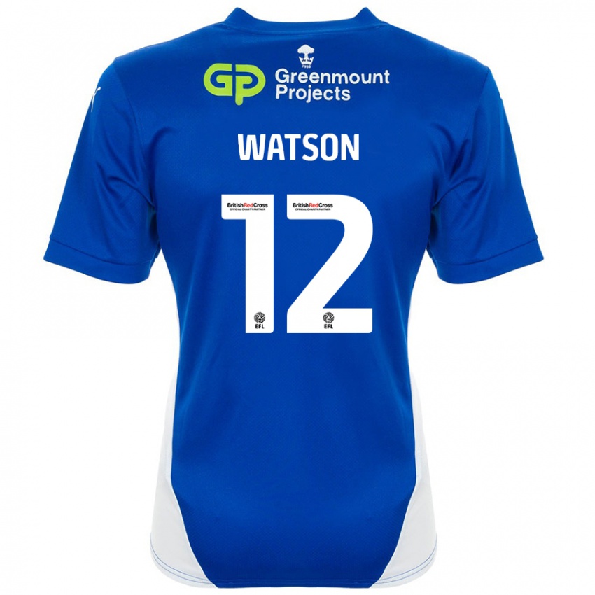 Niño Camiseta Tom Watson #12 Azul Blanco 1ª Equipación 2024/25 La Camisa Perú