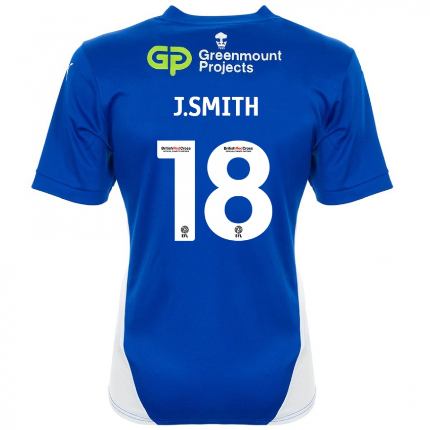 Niño Camiseta Jonny Smith #18 Azul Blanco 1ª Equipación 2024/25 La Camisa Perú