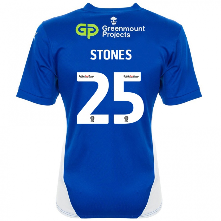 Niño Camiseta Josh Stones #25 Azul Blanco 1ª Equipación 2024/25 La Camisa Perú