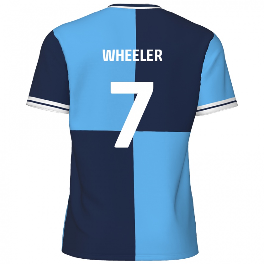 Niño Camiseta David Wheeler #7 Azul Cielo Azul Oscuro 1ª Equipación 2024/25 La Camisa Perú