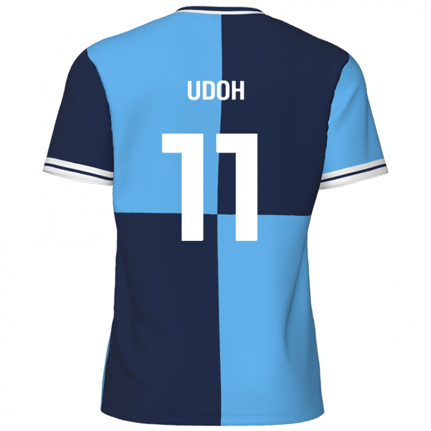 Niño Camiseta Daniel Udoh #11 Azul Cielo Azul Oscuro 1ª Equipación 2024/25 La Camisa Perú