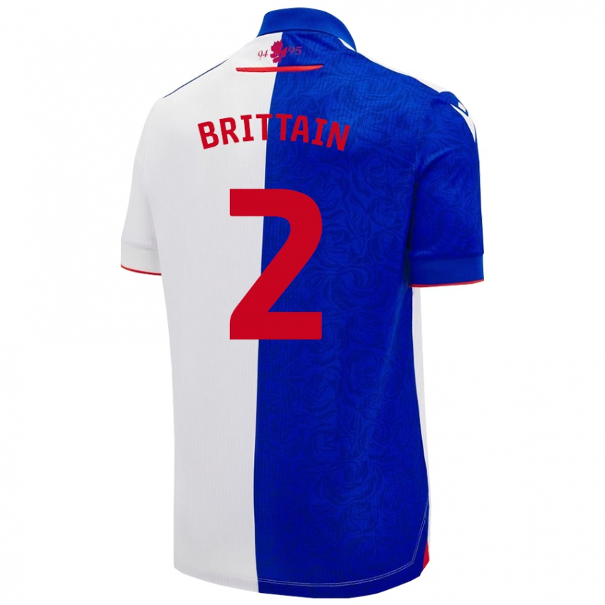 Niño Camiseta Callum Brittain #2 Azul Cielo Blanco 1ª Equipación 2024/25 La Camisa Perú