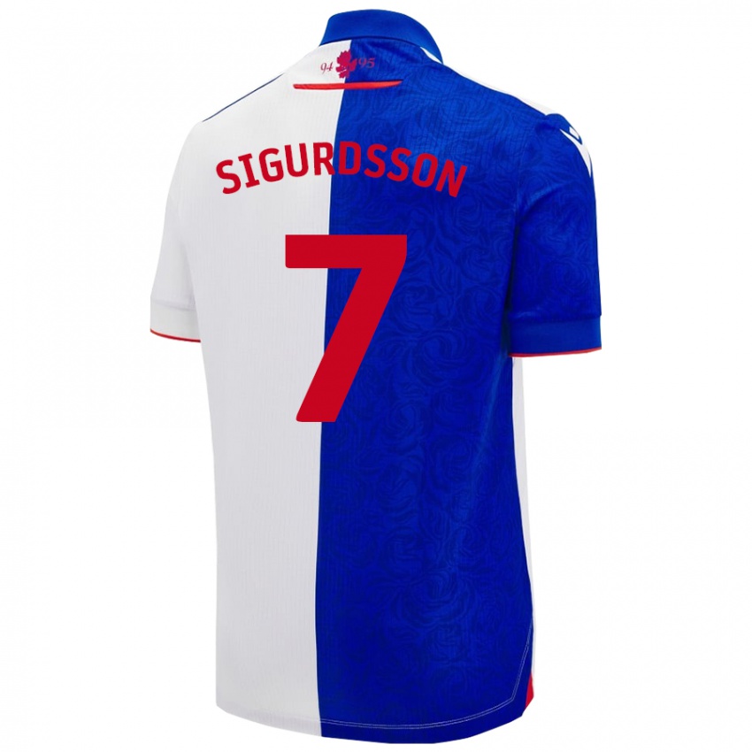 Niño Camiseta Arnór Sigurdsson #7 Azul Cielo Blanco 1ª Equipación 2024/25 La Camisa Perú