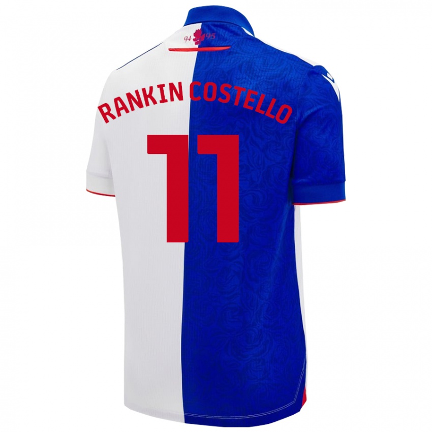 Niño Camiseta Joe Rankin-Costello #11 Azul Cielo Blanco 1ª Equipación 2024/25 La Camisa Perú