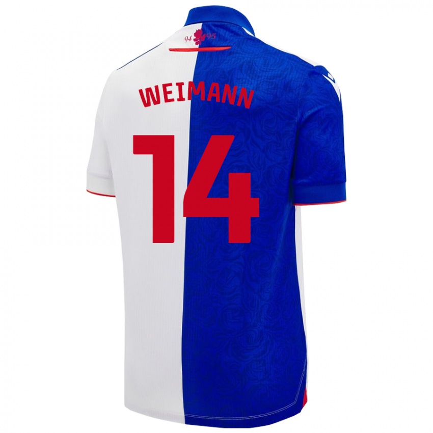 Niño Camiseta Andreas Weimann #14 Azul Cielo Blanco 1ª Equipación 2024/25 La Camisa Perú