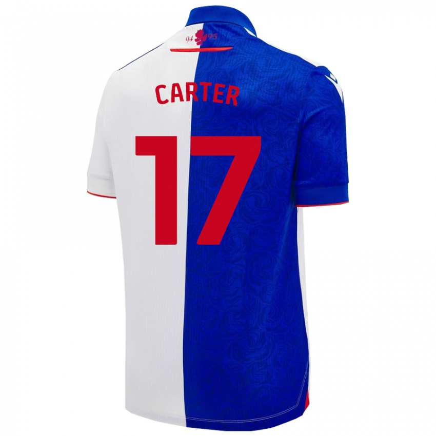 Niño Camiseta Hayden Carter #17 Azul Cielo Blanco 1ª Equipación 2024/25 La Camisa Perú