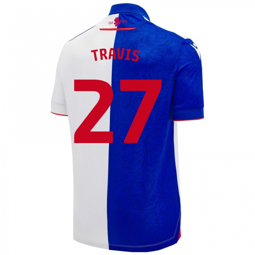 Niño Camiseta Lewis Travis #27 Azul Cielo Blanco 1ª Equipación 2024/25 La Camisa Perú