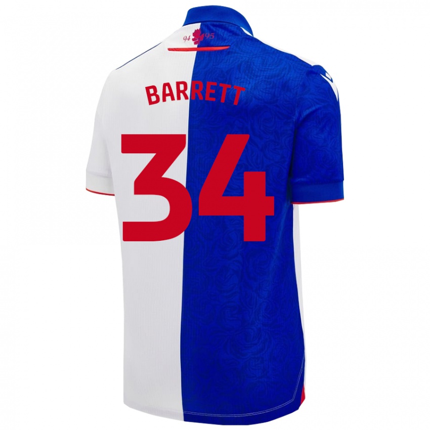 Niño Camiseta Jack Barrett #34 Azul Cielo Blanco 1ª Equipación 2024/25 La Camisa Perú