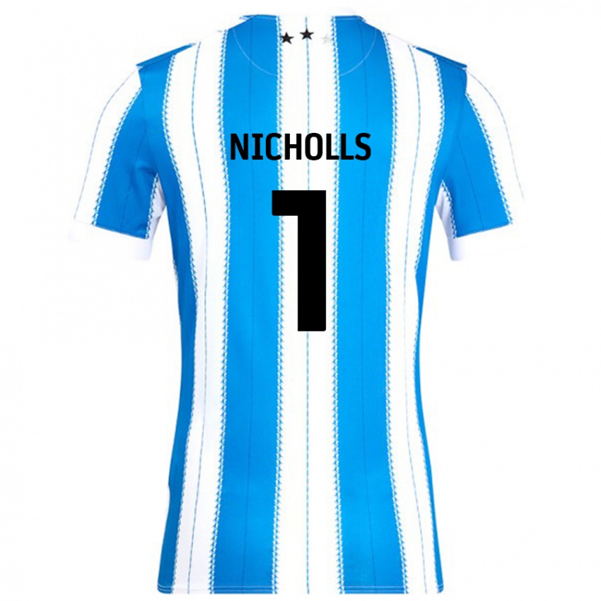 Niño Camiseta Lee Nicholls #1 Azul Blanco 1ª Equipación 2024/25 La Camisa Perú