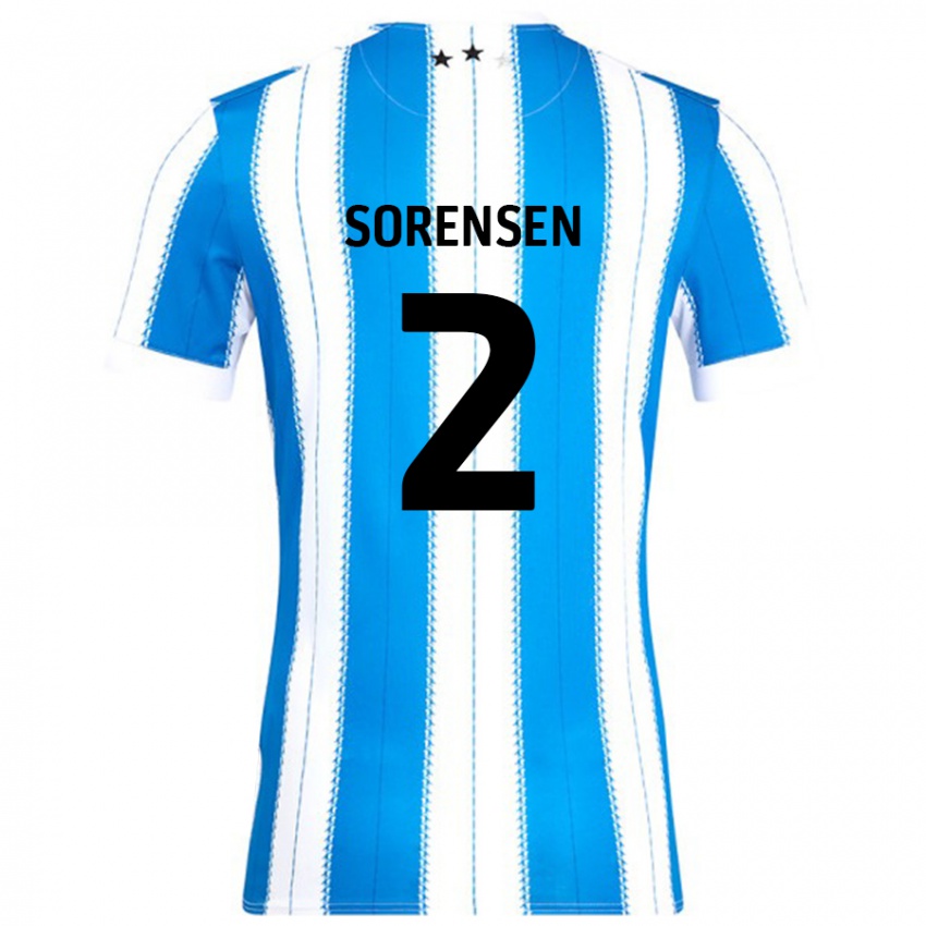 Niño Camiseta Lasse Sörensen #2 Azul Blanco 1ª Equipación 2024/25 La Camisa Perú