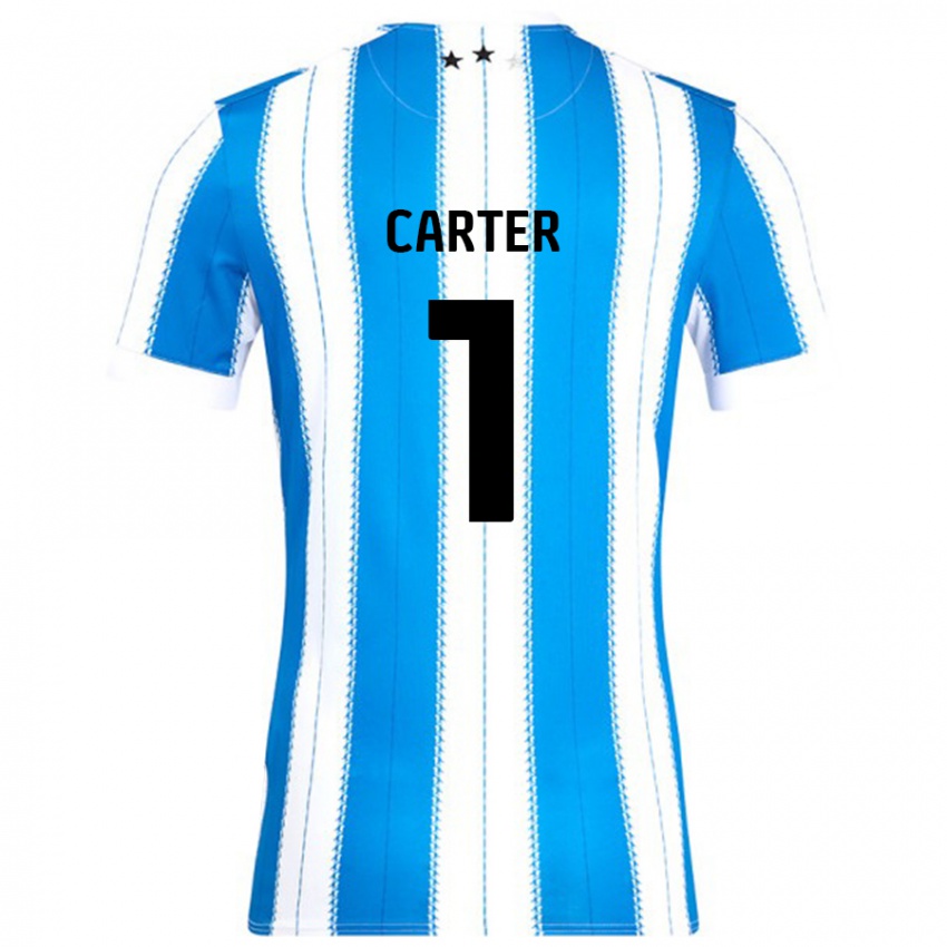 Niño Camiseta Laura Carter #1 Azul Blanco 1ª Equipación 2024/25 La Camisa Perú