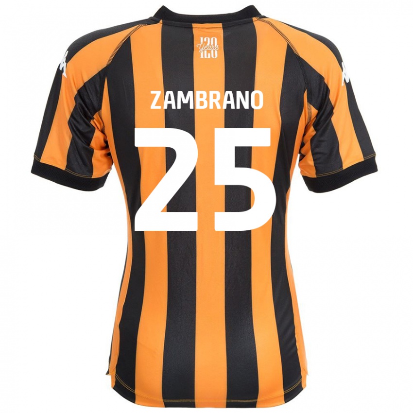 Niño Camiseta Óscar Zambrano #25 Negro Ámbar 1ª Equipación 2024/25 La Camisa Perú