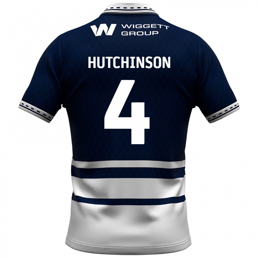 Niño Camiseta Shaun Hutchinson #4 Azul Marino Blanco 1ª Equipación 2024/25 La Camisa Perú