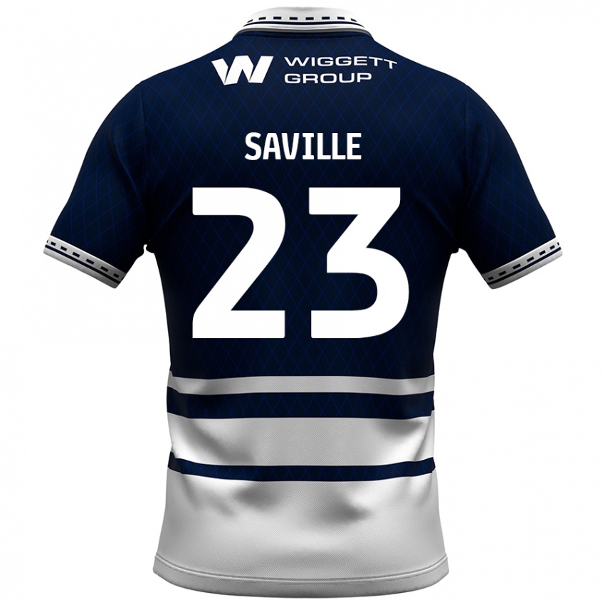 Niño Camiseta George Saville #23 Azul Marino Blanco 1ª Equipación 2024/25 La Camisa Perú