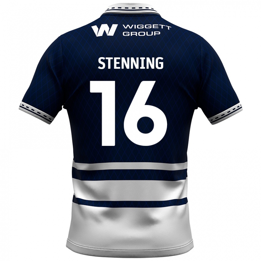 Niño Camiseta Ellie Stenning #16 Azul Marino Blanco 1ª Equipación 2024/25 La Camisa Perú