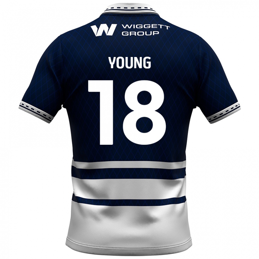 Niño Camiseta Michelle Young #18 Azul Marino Blanco 1ª Equipación 2024/25 La Camisa Perú