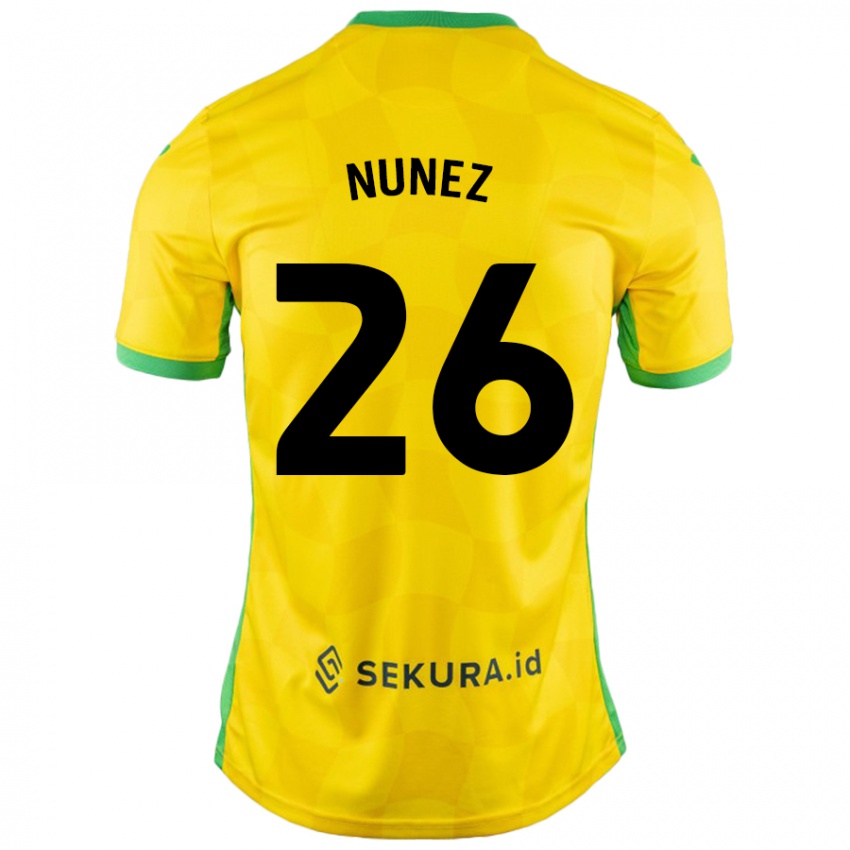 Niño Camiseta Marcelino Núñez #26 Amarillo Verde 1ª Equipación 2024/25 La Camisa Perú