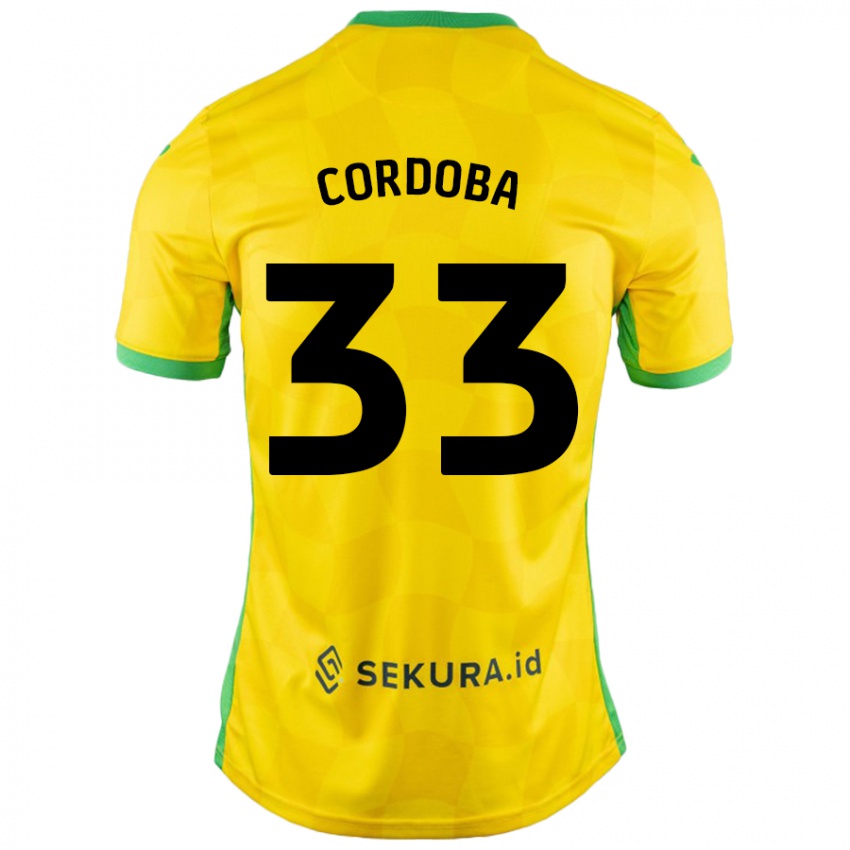 Niño Camiseta José Córdoba #33 Amarillo Verde 1ª Equipación 2024/25 La Camisa Perú